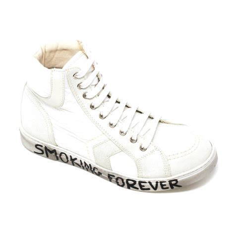 YSL Saint Laurent SMOKING FOREVER White Suede High Cut 